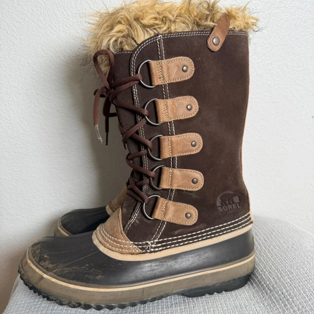 Sorel Joan of Arctic Waterproof Winter Boots Brown Suede USA 11 NL1540-248